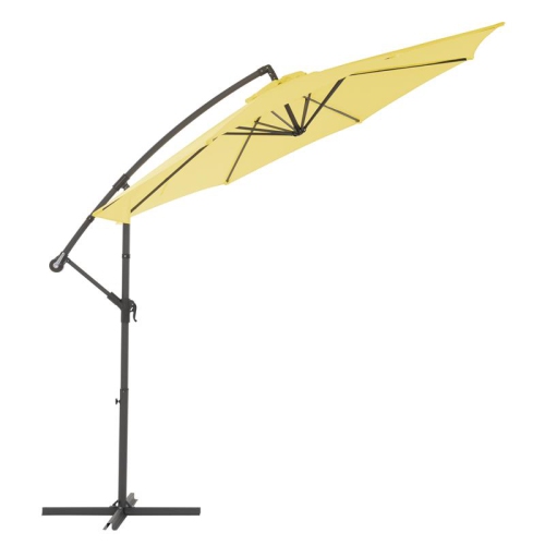 CorLiving 9.5ft Offset Yellow Fabric Patio Umbrella and Base Weight
