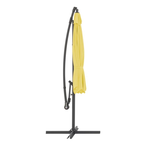 CorLiving 9.5ft Offset Yellow Fabric Patio Umbrella and Base Weight