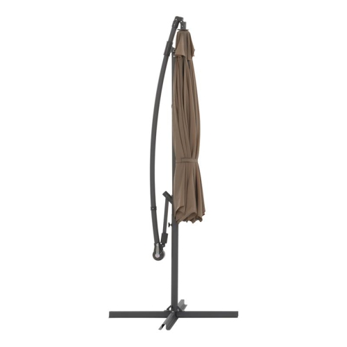 CorLiving 9.5ft Offset Sandy Brown Fabric Patio Umbrella and Base Weight