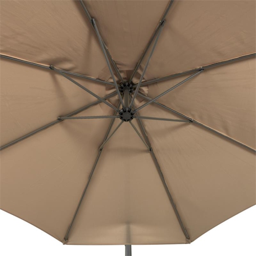 CorLiving 9.5ft Offset Sandy Brown Fabric Patio Umbrella and Base Weight