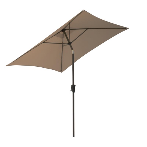 CorLiving Square Tilting Sandy Brown Fabric Patio Umbrella with Base