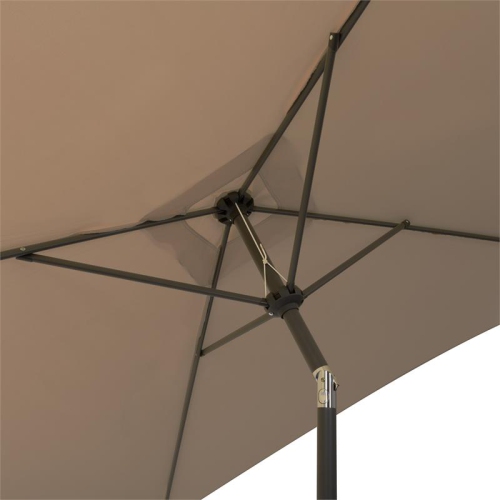 CorLiving Square Tilting Sandy Brown Fabric Patio Umbrella with Base