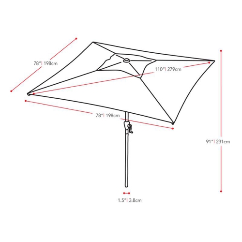 CorLiving Square Tilting Warm White Fabric Patio Umbrella with Base