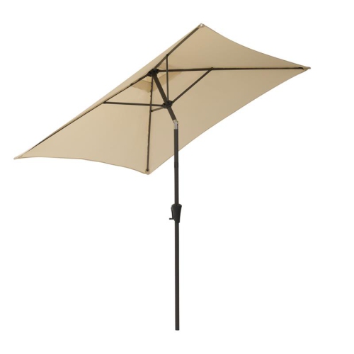 CorLiving Square Tilting Warm White Fabric Patio Umbrella with Base