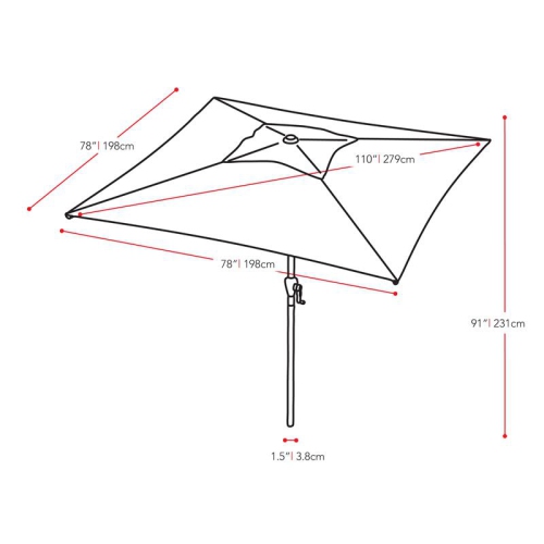CorLiving Square Tilting Orange Fabric Patio Umbrella with Base