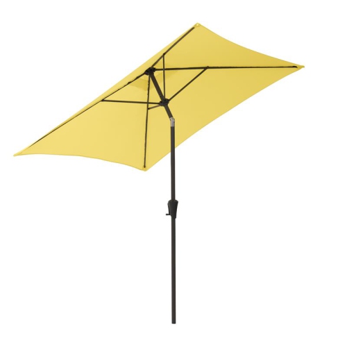 CorLiving Square Tilting Yellow Fabric Patio Umbrella with Base