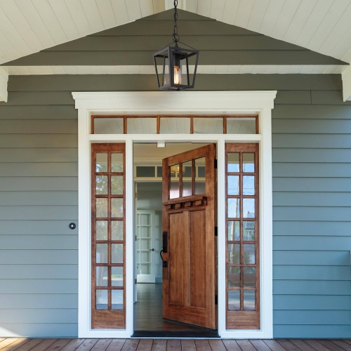 Modern Black Outdoor Hanging Pendant Light, Matte Black Farmhouse Clear Glass Lantern LED Mini Outdoor Hanging Kitchen Island Light