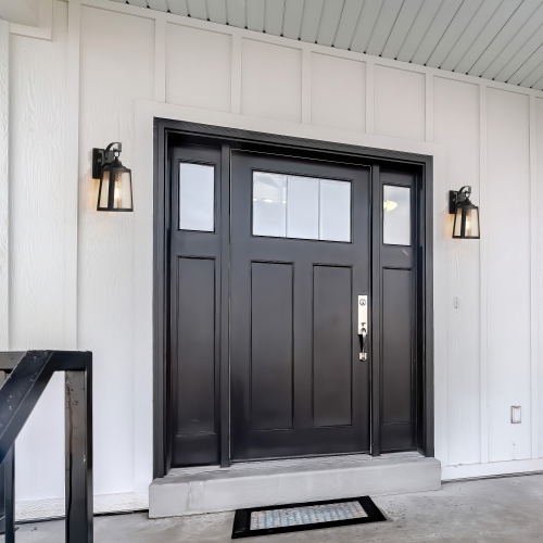 Farmhouse Black Outdoor Wall Sconce Light, 1-Light Modern Outdoor Wall Lantern Sconce with Rustic Seeded Glass Shade