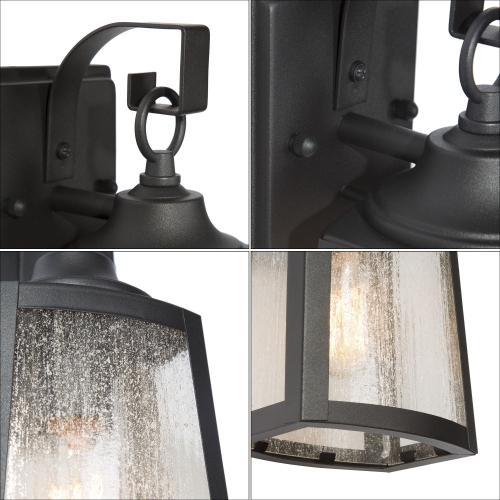 Farmhouse Black Outdoor Wall Sconce Light, 1-Light Modern Outdoor Wall Lantern Sconce with Rustic Seeded Glass Shade