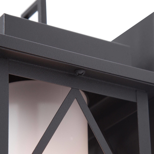 Farmhouse Black Outdoor Wall Sconce, 1-Light Modern Cage Outdoor Wall Lantern Sconce with Frosted Glass Shade