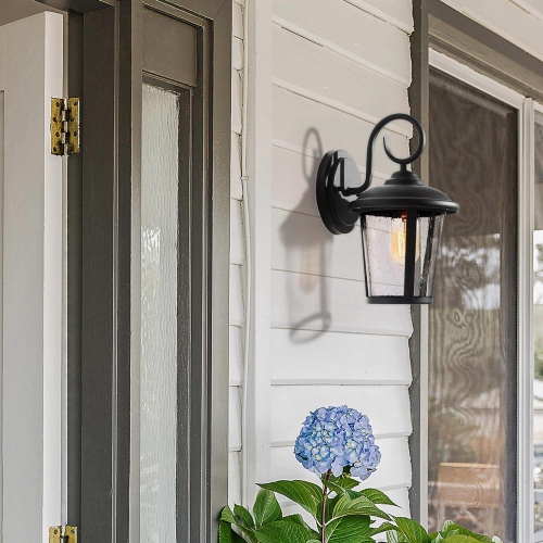 Modern Outdoor Wall Lantern Sconce 1-Light Industrial Black Cylinder Outdoor Wall Sconce with Clear Glass Shade