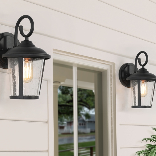 Modern Outdoor Wall Lantern Sconce 1-Light Industrial Black Cylinder Outdoor Wall Sconce with Clear Glass Shade