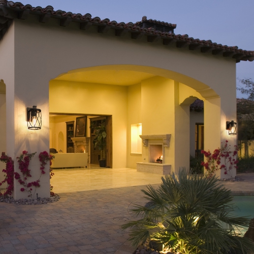 Farmhouse Drum Outdoor Wall Sconce Light, 1-Light Matte Black Industrial Outdoor Cage Wall Lantern with Clear Glass Shade