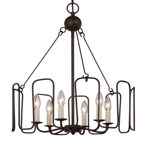 Farmhouse Dining Room Chandelier, 6-Light Bronze Drum Hanging Ceiling Light Rustic Round Chandelier Pendant Light