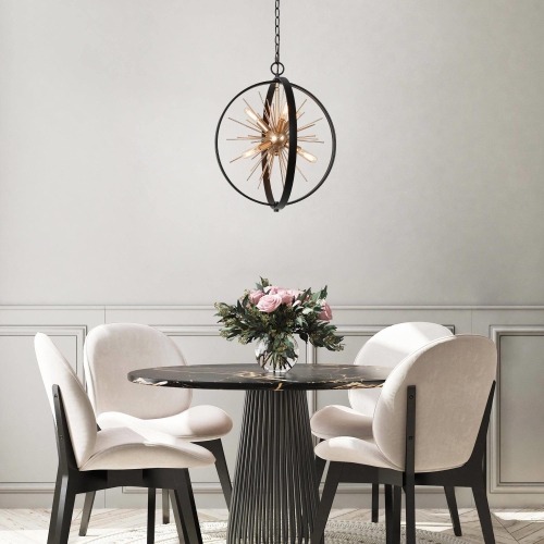 Modern Sputnik Island Chandelier Light, 6-Light Brass Gold Globe Chandelier Lighting for Dining Room