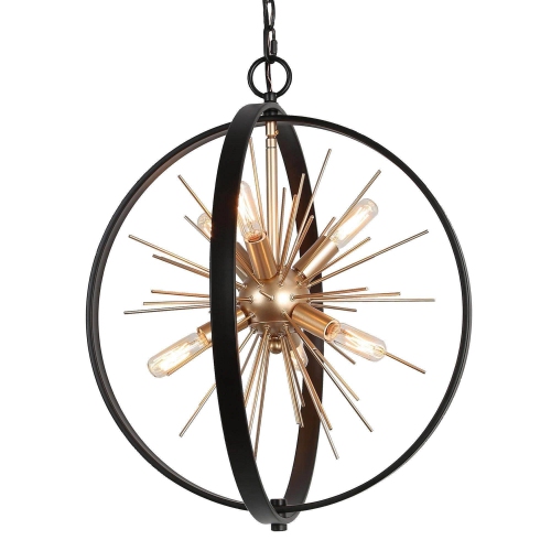 Modern Sputnik Island Chandelier Light, 6-Light Brass Gold Globe Chandelier Lighting for Dining Room