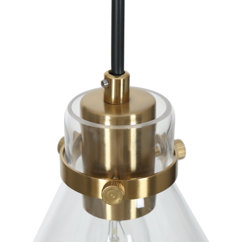 Modern Gold Kitchen Pendant Lighting, 1-Light Bell Clear Glass Hanging Ceiling Lighting for Kitchen Island