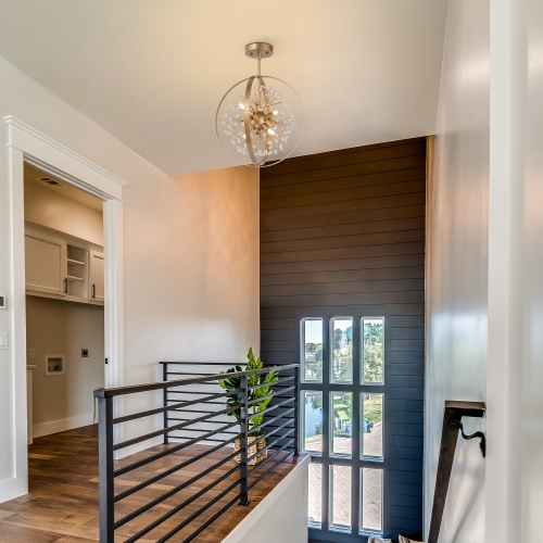 Modern Round Bedroom Ceiling Light, 3-Light Gold Globe Semi-Flush Mount Chandelier Light with Crystal Beads