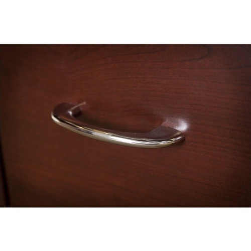 Pemberly Row 60" L-Shape Desk with Hutch and 5 Shelf Bookcase in Cherry