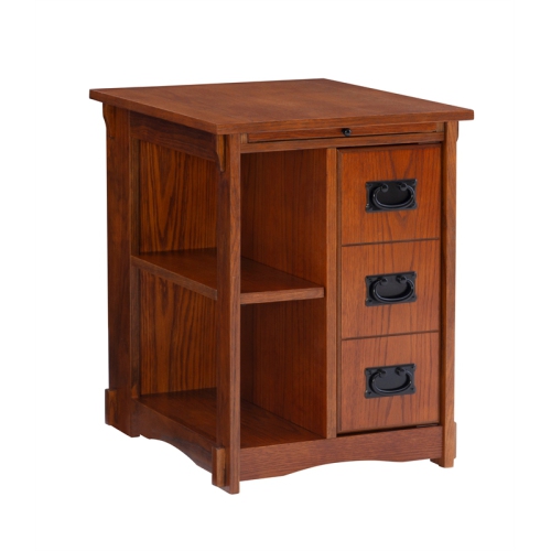 Pemberly Row Oak Wood Cabinet Table in Brown