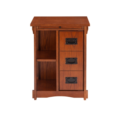 Pemberly Row Oak Wood Cabinet Table in Brown
