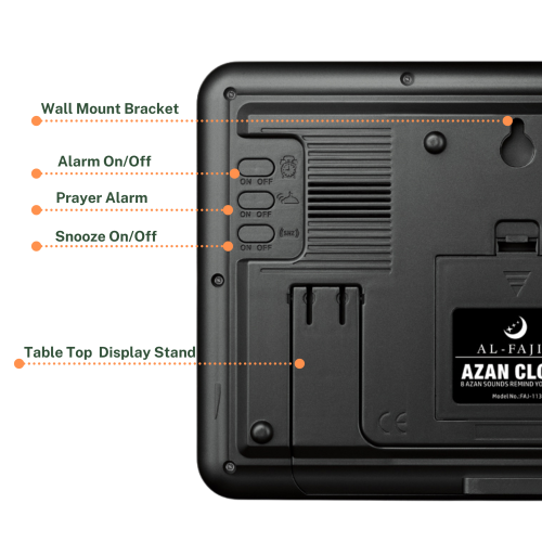 AL-FAJIA Automatic Worldwide Digital 8 Azan Sounds Wall and Desk Clock FAJ-113