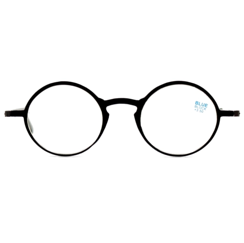 OTTIKA CARE  - Light Blocking Reading Glasses | Round Shape | +3.0 Power - Black In Blue