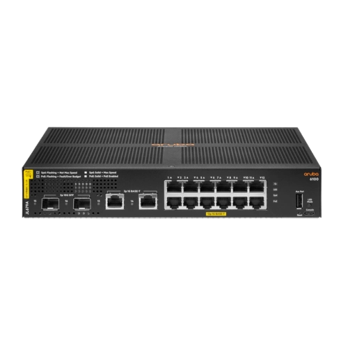 HPE Aruba 6100 12G Class4 PoE 2G/2SFP+ 139W Switch - switch - 16 ports(JL679A)