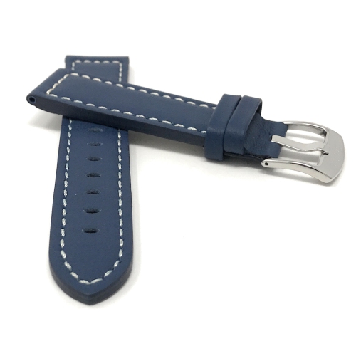 Bandini Thick Leather Racer Smartwatch Strap, White Stitch For Samsung Galaxy Watch 46mm, Galaxy Watch 3, Gear S3 Classic & Frontier - 22mm, Blue /