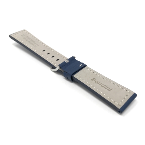 Bandini Thick Leather Racer Smartwatch Strap, White Stitch For Samsung Galaxy Watch 46mm, Galaxy Watch 3, Gear S3 Classic & Frontier - 22mm, Blue /