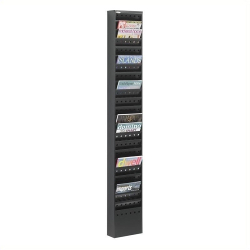 Pemberly Row 23-Pocket Steel Magazine Rack in Black