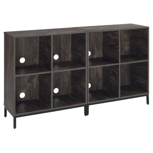 Crosley Jacobsen Industrial Record Storage Cube Bookcase in Brown Ash