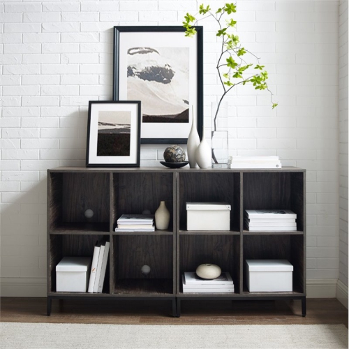Crosley Jacobsen Industrial Record Storage Cube Bookcase in Brown Ash