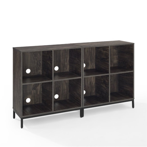 Crosley Jacobsen Industrial Record Storage Cube Bookcase in Brown Ash
