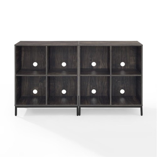 Crosley Jacobsen Industrial Record Storage Cube Bookcase in Brown Ash