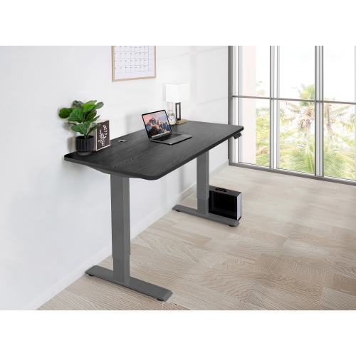 EFFYDESK  Home Electric Height Adjustable Home Office Computer Standing Desk - (47"×29") Oak On Gray Frame In Black