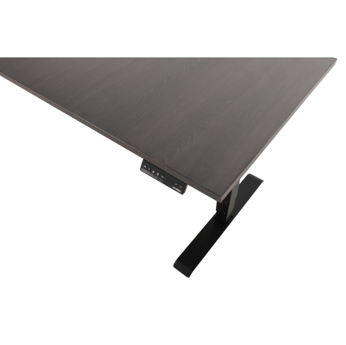 EFFYDESK Executive L-Shaped Height Adjustable Home Office Computer Standing Desk with Cable Management Tray Oak Black on Black Frame