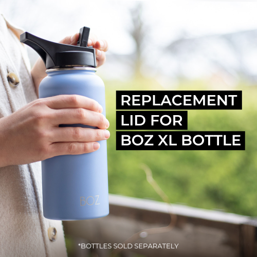 BOZ Stainless Steel Water Bottle XL Wide Mouth, Vacuum Double Wall Insulated (Replacement Lids)