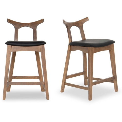 Harper Mid-Century Modern Pu Leather Counter Stool in Black