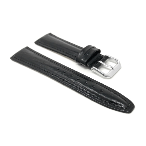 Bandini Leather Semi Glossy Smart Watch Band Strap For Michael Kors MKGO - 20mm, Black / Silver Buckle