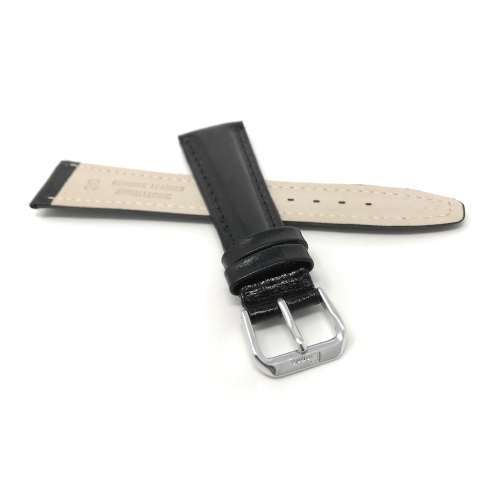 Bandini Leather Semi Glossy Smart Watch Band Strap For Michael Kors MKGO - 20mm, Black / Silver Buckle