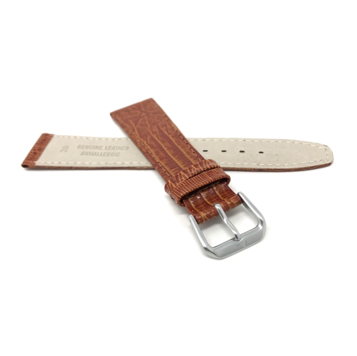 Bandini Flat Leather Texas Teju Pattern Smart Watch Band Strap For Michael Kors MKGO - 20mm, Tan / Silver Buckle
