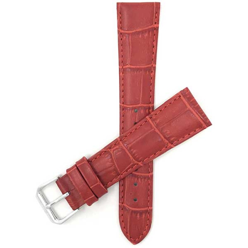 Image 1 de 6.. Bandini Bracelet femme en cuir motif alligator pour montre intelligente pour Fossil Gen 6, Hybird HR Scarlette, Chartier - 18mm, Rouge / Boucle