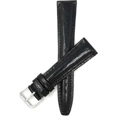 Image 1 de 6.. Bandini Bracelet de montre intelligente en cuir semi-lustré pour Fossil Gen 6, Hybird HR Scarlette, Chartier - 18mm, Noir / Boucle Argentée