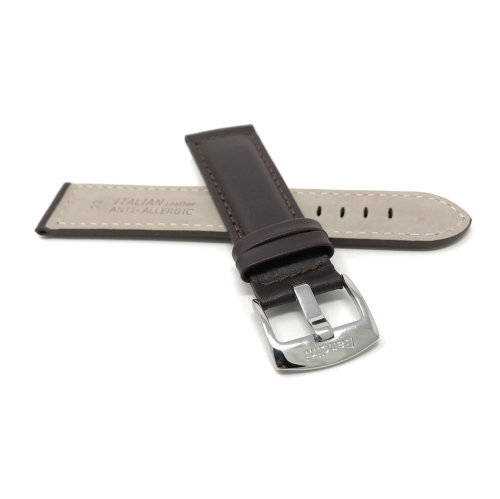 Bandini Bracelet de montre intelligente en cuir rembourré pour hommes pour Amazfit Bip, U, S, Lite, GTR 42mm, GTS - 20mm, Brun / Boucle Argentée