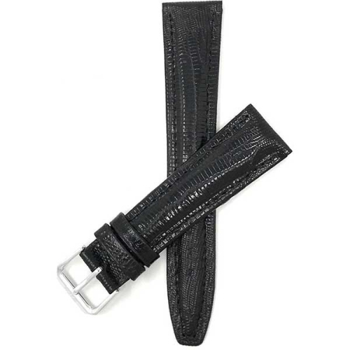 Image 1 of 6.. Bandini Glossy Leather Lizard Pattern Smart Watch Band Strap For Michael Kors Access Runway - 18mm, Black / Silver Buckle