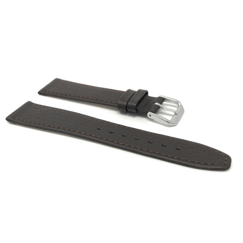 Bandini Slim Leather Buffalo Pattern Smart Watch Band Strap For Fossil Gen 6, Hybird HR Scarlette, Chartier - 18mm, Brown / Silver Buckle