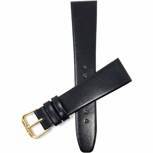 Bandini Classic Thin Leather Smart Watch Band Strap For Michael Kors Access Runway - 18mm, Black / Gold Buckle