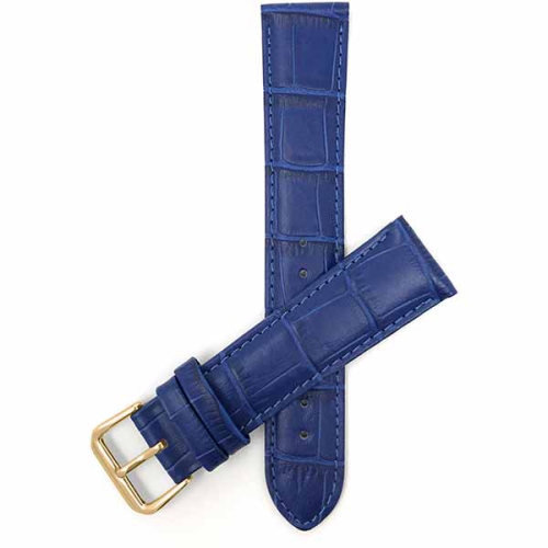 Image 1 de 3.. Bandini Bracelet femme en cuir motif alligator pour montre intelligente pour Michael Kors Access Runway - 18mm, Bleu / Boucle Dorée