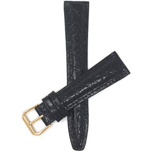 Image 1 of 3.. Bandini Womens Glossy Padded Leather Lizard Pattern Smart Watch Band Strap For Fossil Gen 6, Hybird HR Scarlette, Chartier - 18mm, Black / Gold Buckle